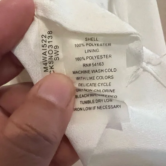 Calvin Klein Sz S Ivory Blouse Layered Sheer Rolled up Sleeve Top Career work - Picture 11 of 11